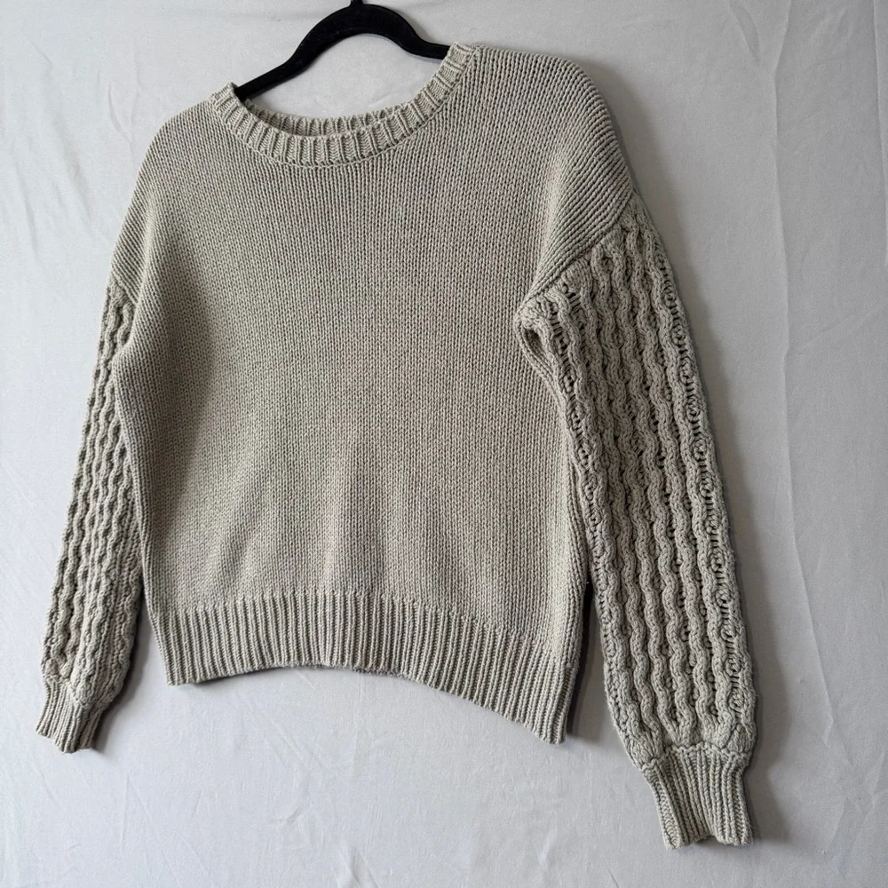 Moon & Madison Womens Knit Sweater Size S Sage Chunky Knit Sleeves Cabincore - Picture 3 of 7